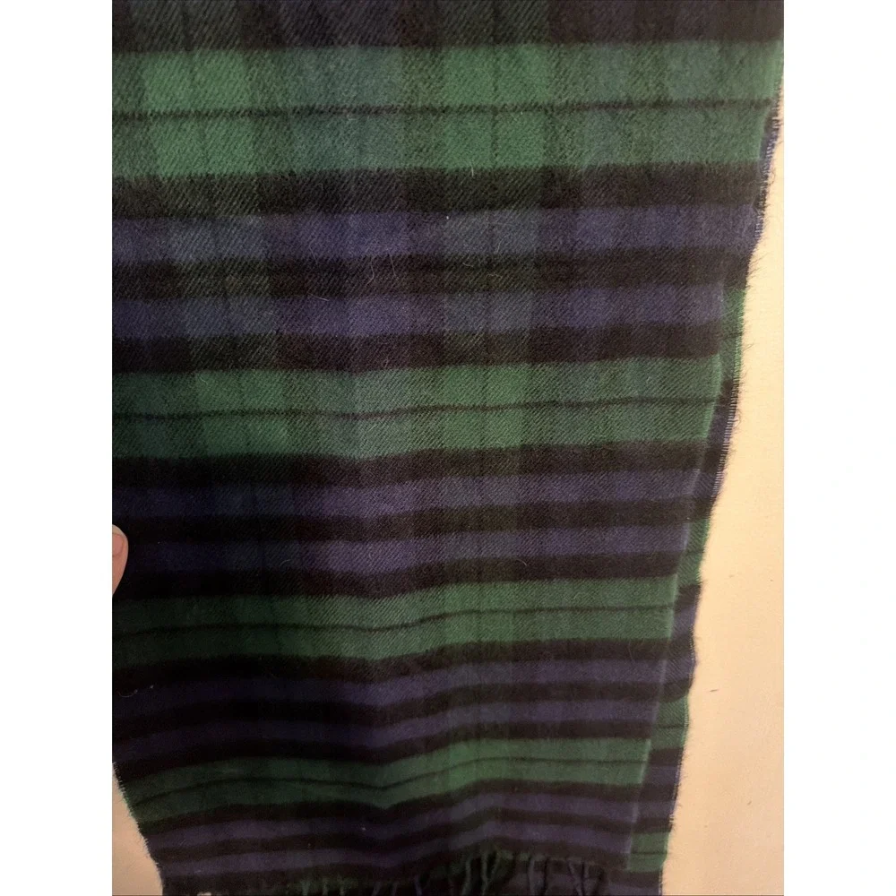 Cashmere 100% Winter Scarf Green BluePlaid Scottish Made In Scotland Traditional